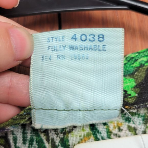 Vintage 1960s Retro Green Floral Print Shacket / Blouse - Picture 7 of 7